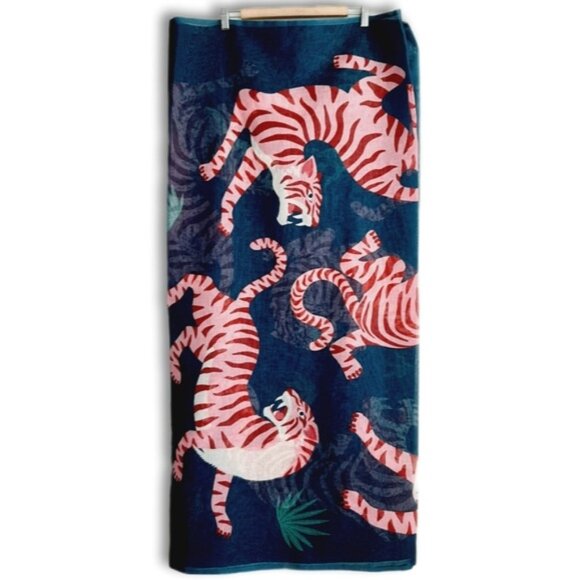SOCIETY6 Night Race Pink Tiger Sheer Curtain Panel Window Long Light Blue - Picture 2 of 10